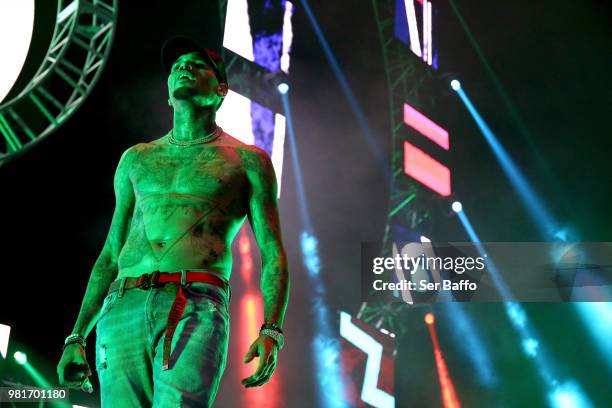 Chris Brown performs at 2018 BET Experience Staples Center Concert, sponsored by COCA-COLA, at L.A. Live on June 22, 2018 in Los Angeles, California.