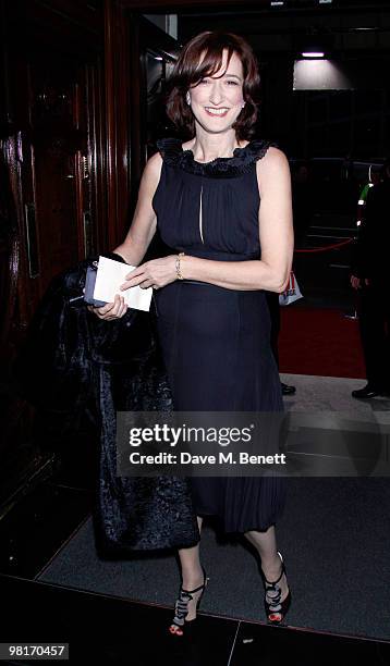 Haydn Gwynne arrives at the fifth birthday anniversary of 'Billy Elliot The Musical', at the Victoria Palace Theatre on March 31, 2010 in London,...