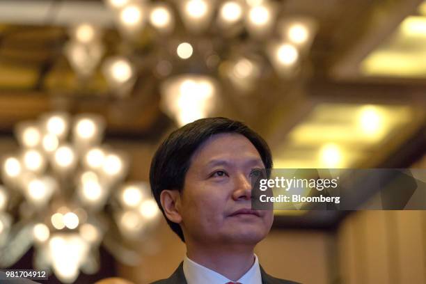 Lei Jun, chairman and chief executive officer of Xiaomi Corp., attends a news conference in Hong Kong, China, on Saturday, June 23, 2018. Xiaomi said...