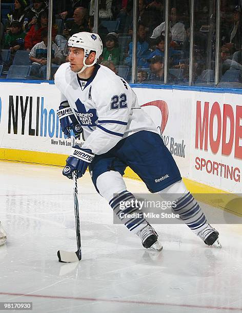 Francois Beauchemin of the Toronto Maple Leafs skates against the New York Islanders on March 14, 2010 at Nassau Coliseum in Uniondale, New York....