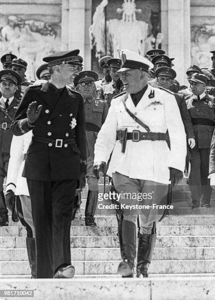 Ramon Serrano Suner et Benito Mussolini, en Italie.