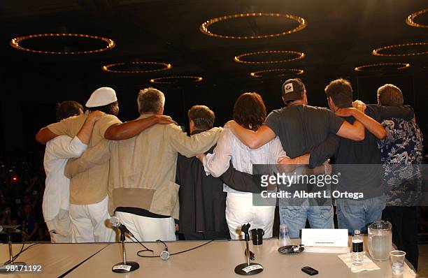 Director Martin Wood, actor Christopher Judge, actor Richard Dean Anderson, producer Brad Wright, actress Amanda Tapping, actor Michael Shanks, actor...