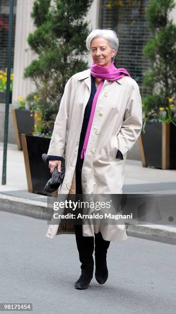 Minister of Economic Affairs, Industry and Employment of France Christine Lagarde is seen on the street on March 31, 2010 in New York City.