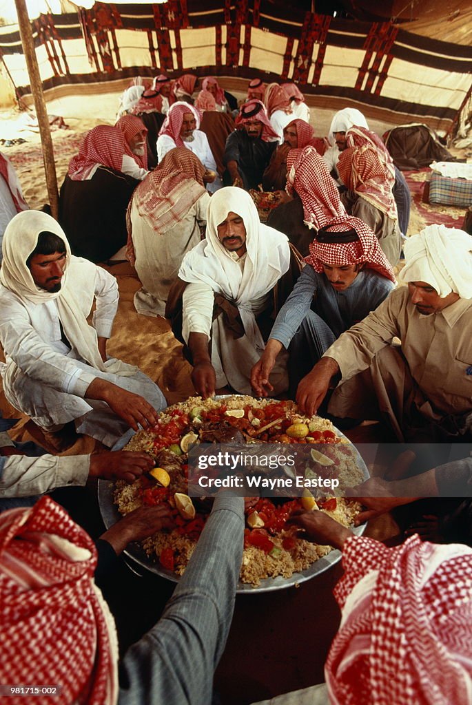 Shammar Saudi Arabia Nafud Desert Shammar Tribe Having Meal In Large Tent High ...