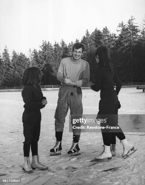 Jean-Paul Belmondo en vacances en famille à Crans-sur-Sierre en Suisse.