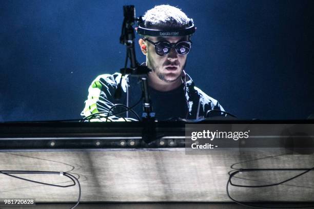 French DJ Snake performs during a concert at the Solidays music festival on June 22, 2018 at the hippodrome de Longchamp in Paris.