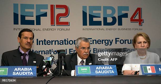 Saudi Arabia's Abdul Aziz bin Salman , Saudi Arabia's Minister of Petroleum and Mineral Resources Ali Ibrahim Al-Naimi and Mexican Secretary of...