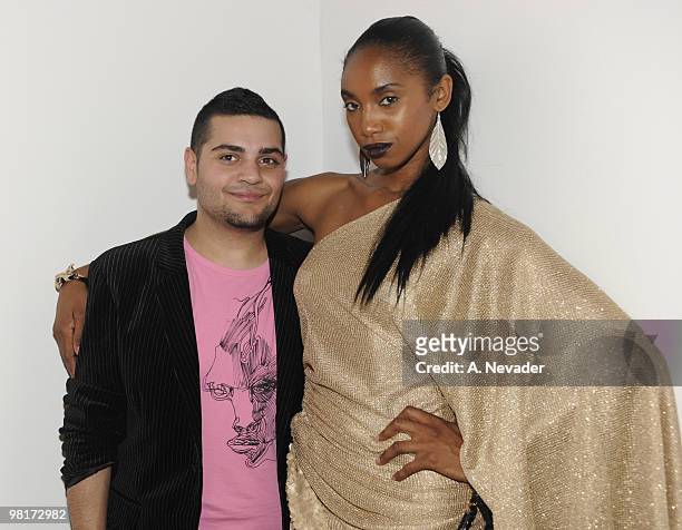 Designer Michael Costello and a model wearing Michael Costello at BOXeight Fashion: Refocus - Day 2 at BOXeight Studios on March 20, 2010 in Los...