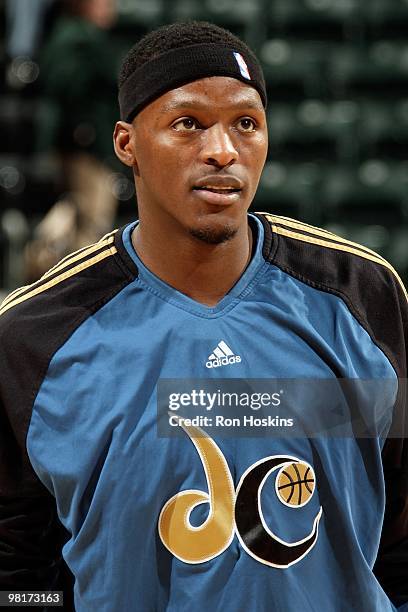 Al Thornton of the Washington Wizards looks on before the game against the Indiana Pacers on March 24, 2010 at Conseco Fieldhouse in Indianapolis,...