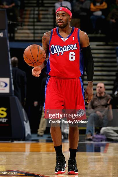 Bobby Brown of the Los Angeles Clippers brings the ball up court during the game against the Golden State Warriors on February 10, 2009 at Oracle...