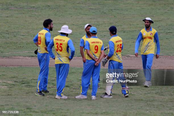 Players of HCC during Cricket League Tournament At Sopore, Baramulla District, India, on 19 June 2018.