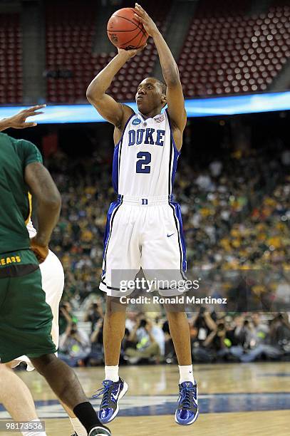 Guard Nolan Smith of the Duke Blue Devils during the south regional final of the 2010 NCAA men's basketball tournament at Reliant Stadium on March...