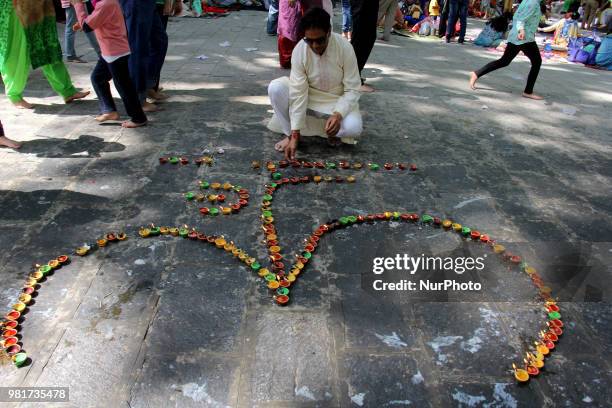 Devotees at mela kher bhawani in Ganderbal, some 28 km northeast of Srinagar, on 20 June 2018. Thousands of Hindu devotees attended the prayers in...