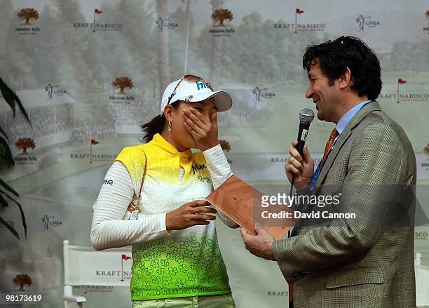 Hee Kyung Seo of South Korea is presented with a five year membership of the La Costa Resort and Spa following her win the week before in the Kia...