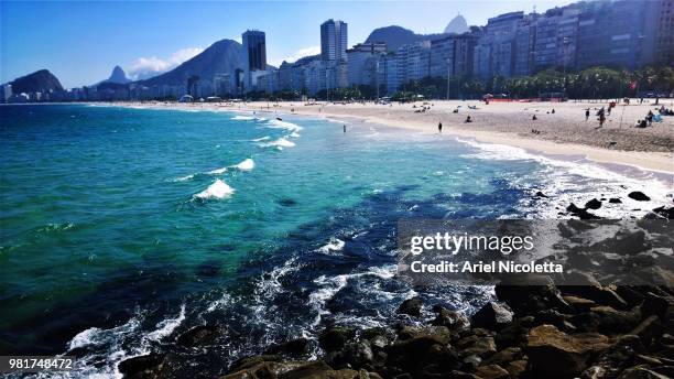 copacabana beach - ariel view beach stockfoto's en -beelden