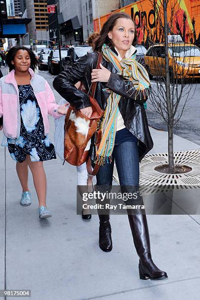 Actress Vanessa Williams leaves Studio 54 after performing in "Sondheim On Sondheim" on March 31, 2010 in New York City.