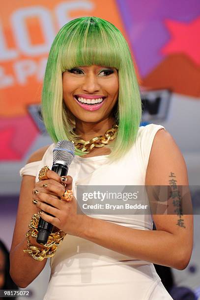 Recording artist Nicki Minaj visits BET's 106 & Park at BET Studios on March 31, 2010 in New York City.