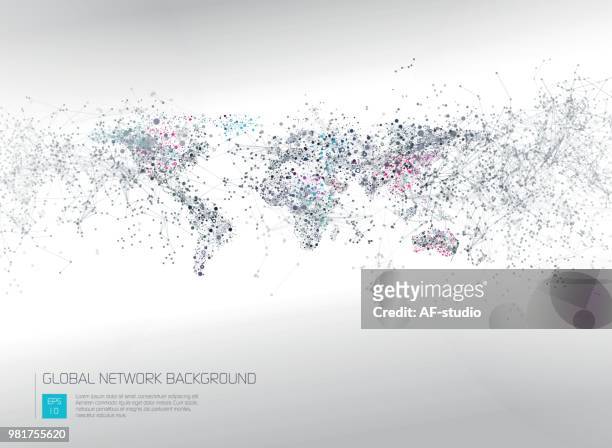 abstrakte network world map-hintergrund - af studio stock-grafiken, -clipart, -cartoons und -symbole