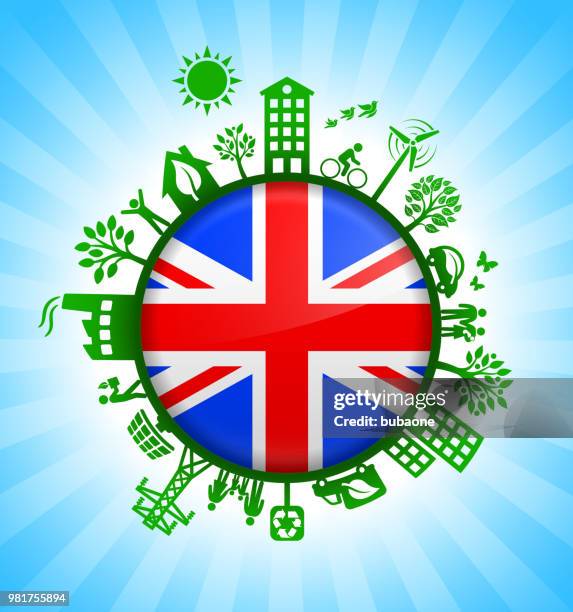 great britain on green environmental conservation background - baby stick figure stock illustrations