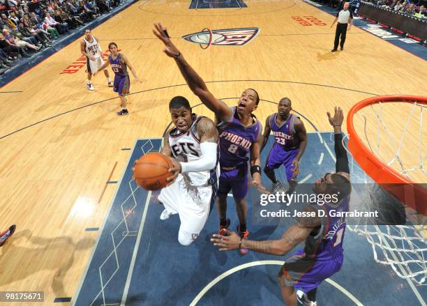 Terrence Williams of the New Jersey Nets shoots against the Phoenix Suns during the game on March 31, 2010 at the Izod Center in East Rutherford, New...