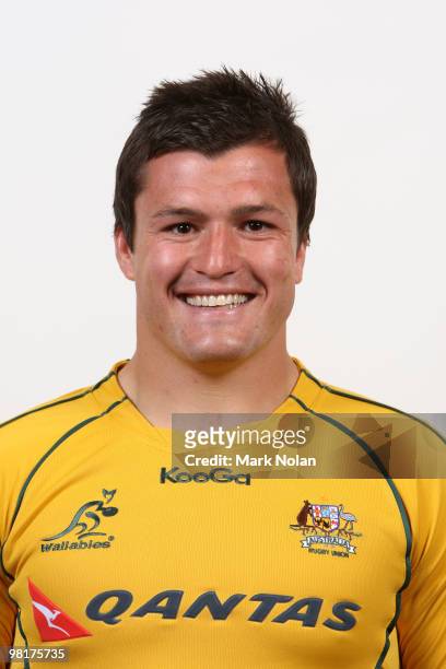 Adam Ashley Cooper poses during the Australian Wallabies squad headshots session at Crown Plaza, Coogee on October 20, 2009 in Sydney, Australia.