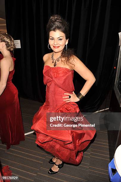 Crystal Shawanda poses backstage at the Heart Truth fashion show at the Allstream Centre on March 31, 2010 in Toronto, Canada.