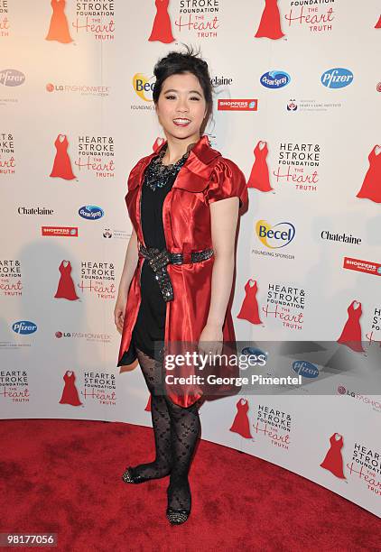 Mira Leung poses backstage at the Heart Truth fashion show at the Allstream Centre on March 31, 2010 in Toronto, Canada.