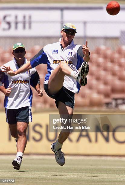 Glenn McGrath of Australia in action during net practice ahead of Sundays Carlton Series One Day International against Zimbabwe at the WACA cricket...