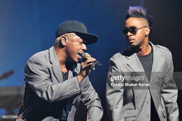 Sisqo and Nokio of Dru Hill performs during the Amateur Night Show Off Quarter Finals>> at The Apollo Theater on March 31, 2010 in New York City.