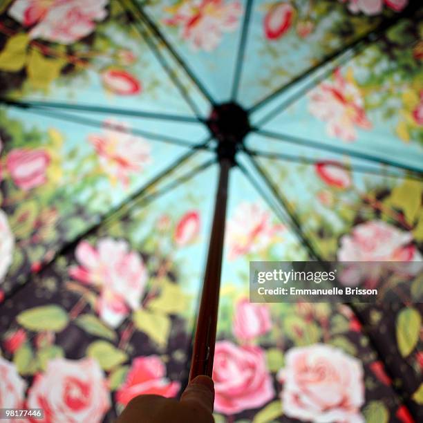 flowers pattern umbrella - niort photos et images de collection