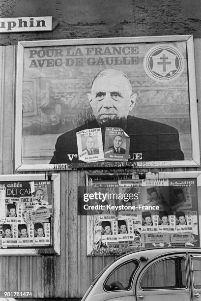 Affiche de Charles de Gaulle pour la campagne des élections législatives françaises de 1967, en 1967, France.