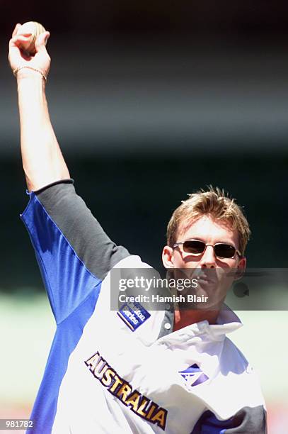 Brett Lee of Australia in action during net practice ahead of Sundays Carlton Series One Day International against Zimbabwe at the WACA cricket...
