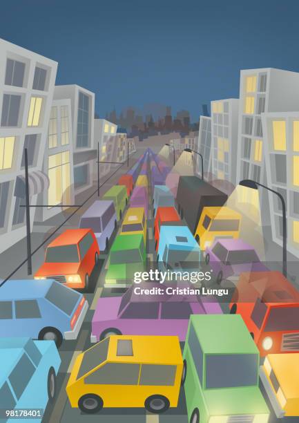 traffic jam - roadblock illustration stock illustrations