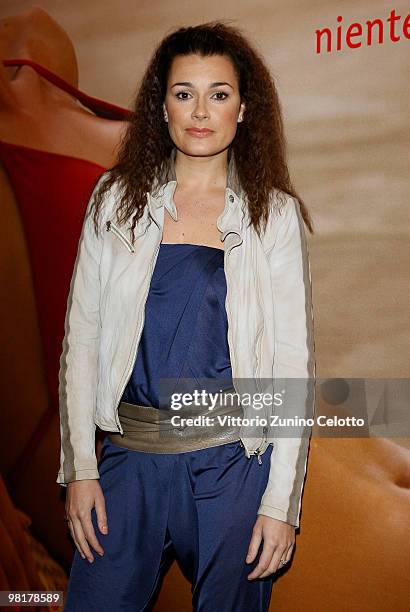 Model Alena Seredova attends the launch of the new Triumph advertising campaign held at Visionnaire Design Gallery on March 31, 2010 in Milan, Italy.