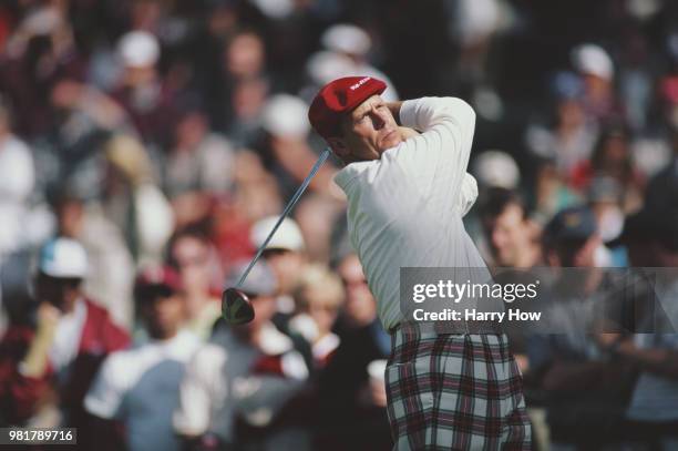 Payne Stewart of the United States keeps his eye on his shot during the 98th United States Open golf tournament on 18 June 1998 at the Olympic Club...