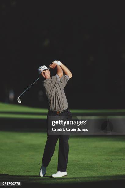 Steve Stricker of the United States hits from the fairway during the 80th PGA Championship golf tournament on 14 August 1998 at the Sahalee Country...