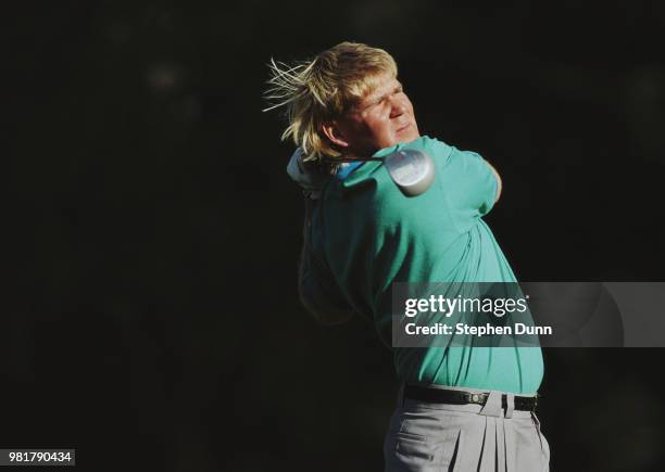 John Daly of the United States drives off the tee during the AT&T Pebble Beach Pro-Am golf tournament on 6 February 1993 at the Pebble Beach Golf...