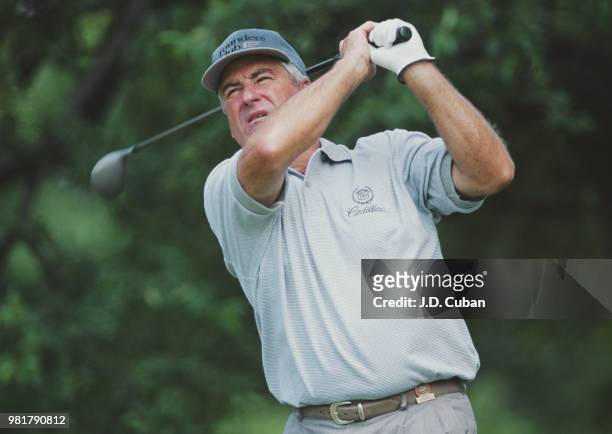 Dave Stockton of the United States follows his shot during the U.S. Senior Open golf tournament on 7 July 1996 at the Canterbury Golf Club,Beachwood,...