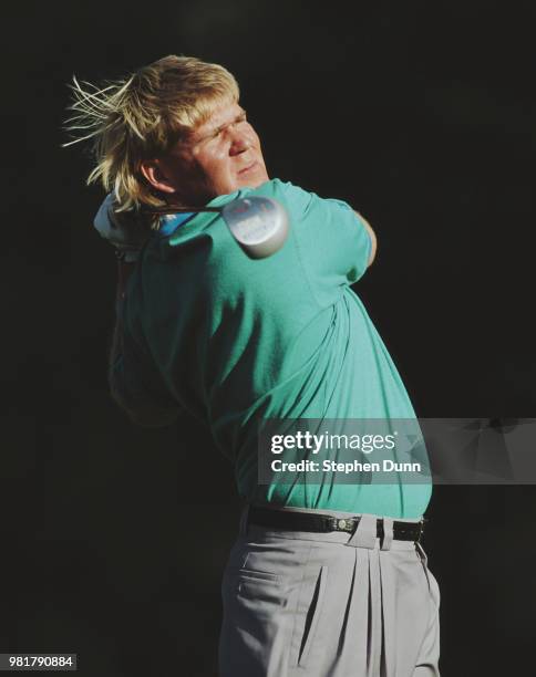 John Daly of the United States drives off the tee during the AT&T Pebble Beach Pro-Am golf tournament on 6 February 1993 at the Pebble Beach Golf...