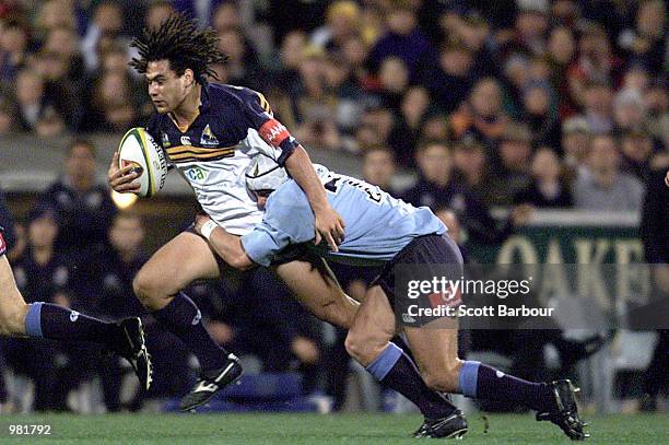 George Smith of the Brumbies in action during the Super 12 match between the ACT Brumbies and the New South Wales Waratahs played at Bruce Stadium,...