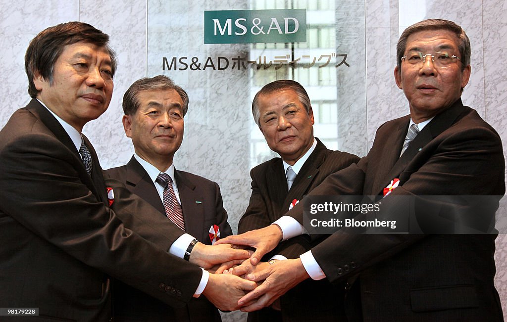 Japan's Insurance Companies Hold Ceremonies For Their Mergers