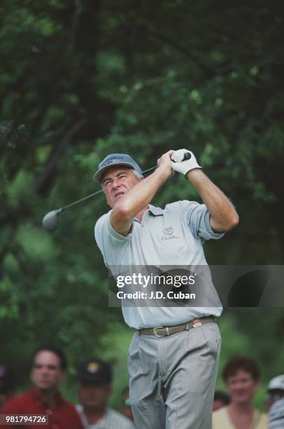 Dave Stockton of the United States follows his shot during the U.S. Senior Open golf tournament on 7 July 1996 at the Canterbury Golf Club,Beachwood,...