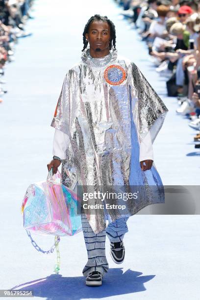 Model walks the runway during the Louis Vuitton Menswear Spring/Summer 2019 show as part of Paris Fashion Week on June 21, 2018 in Paris, France.