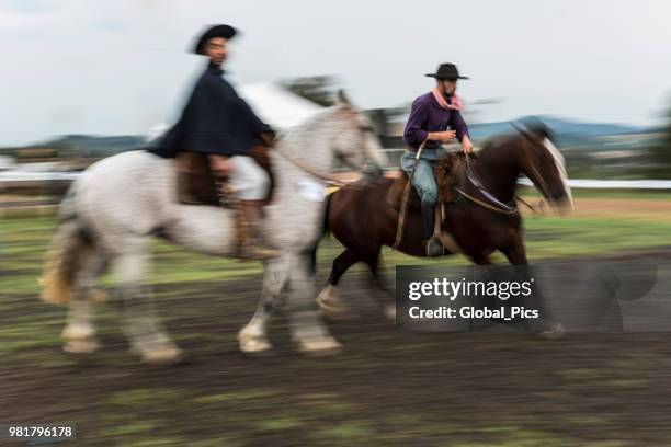 gauchos and horses - gaucho festival stock pictures, royalty-free photos & images