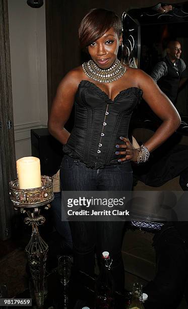 Singer Estelle attends DJ Kiss' birthday party at RdV Lounge on March 31, 2010 in New York City.