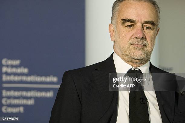 International Criminal Court prosecutor Luis Moreno-Ocampo gives a press conference on April 1, 2010 in The Hague on a probe the ICC will carry out...