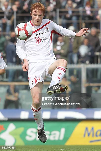 Alessandro Gazzi of AS Bari in action during the Serie A match between AS Livorno Calcio and AS Bari at Stadio Armando Picchi on March 28, 2010 in...