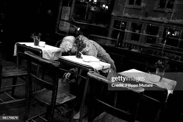 Woman dininig out in a caf� in Soho, on January 9, 2009 in London, England.