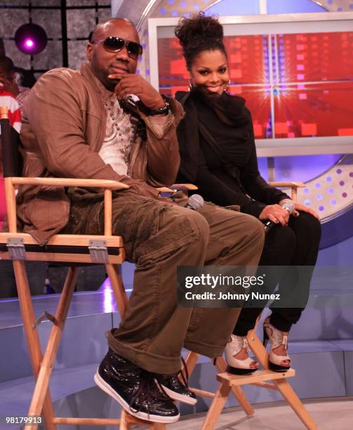 Malik Yoba and Janet Jackson visit BET's "106 & Park" at BET Studios on March 31, 2010 in New York City.