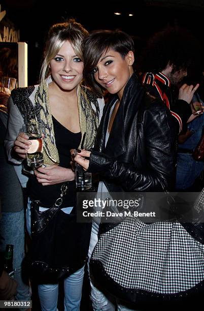 Frankie Sandford and Mollie King from The Saturdays at the Lee Jeans Shop in Carnaby St on March 31, 2010 in London, England.